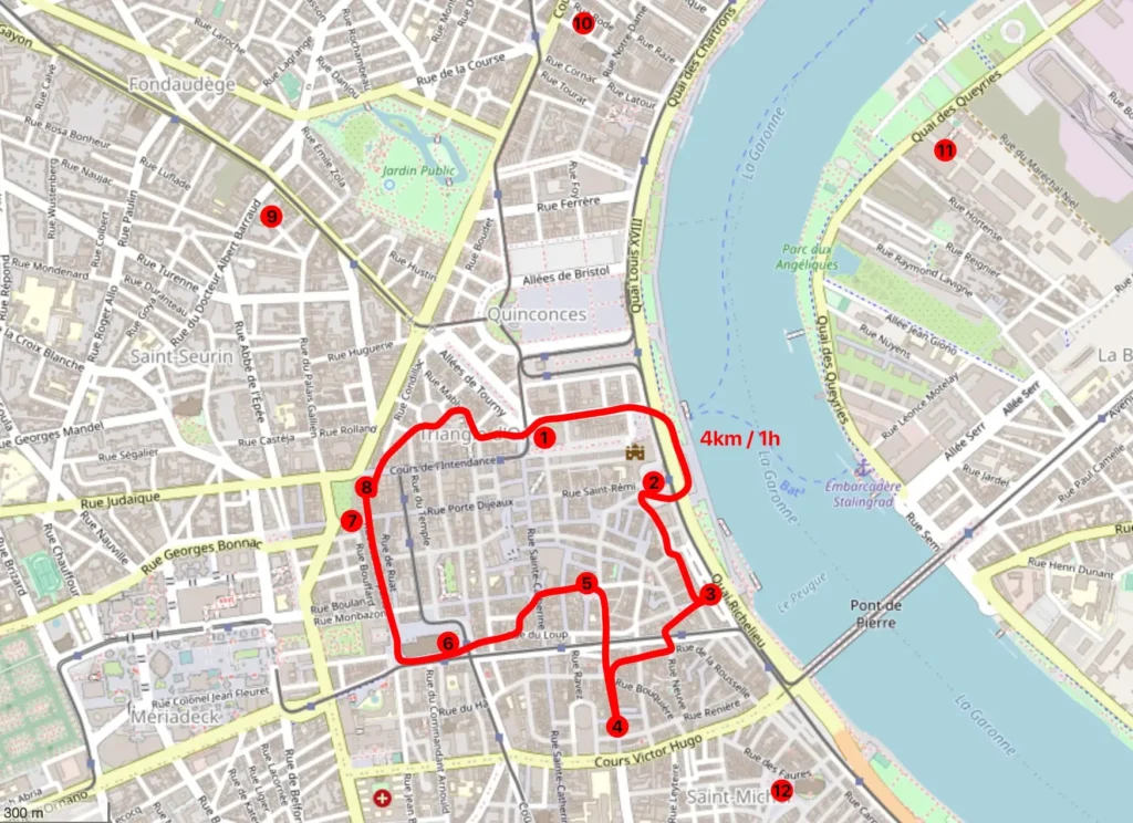 Walking tour bordeaux map