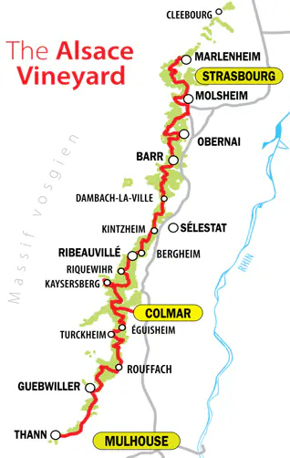 Alsace vineyards map